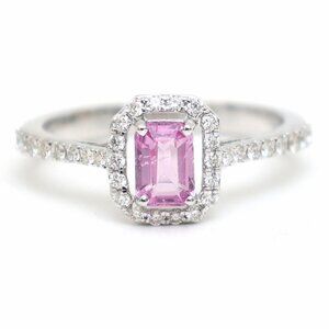 Rose Frame 18K White Gold Pink Sapphire Diamond Ring